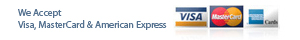 We accept Visa, MasterCardt & American Express