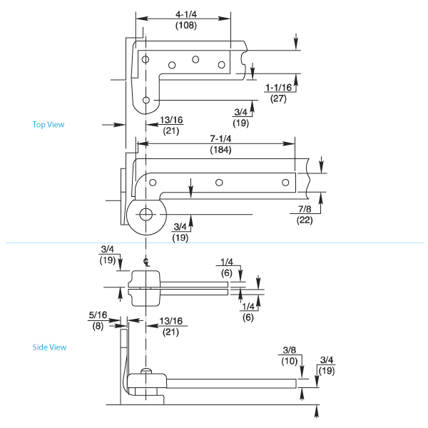 Rixson 1171/4 Light Duty Jamb Attached 3/4" Offset Hung Door Pivot Set